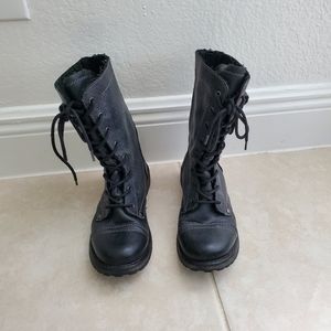 Black combat boots